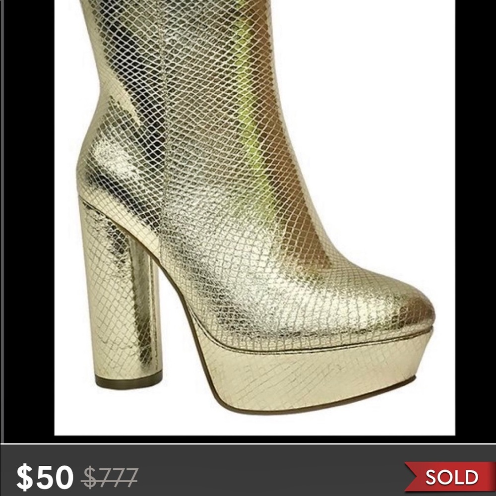 GOLD SNAKE EMBOSSED BOOTS - Picture 1 of 8